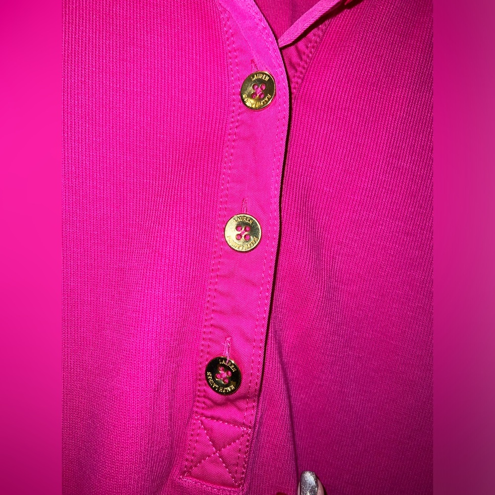 Ralph Lauren Pink Quarter Button Up Sweatshirt - Picture 2 of 12